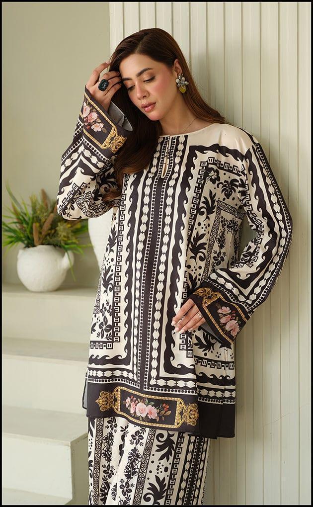 Stylish Printed Women's Stitched Shirt And Trouser Set - 3 Pcs