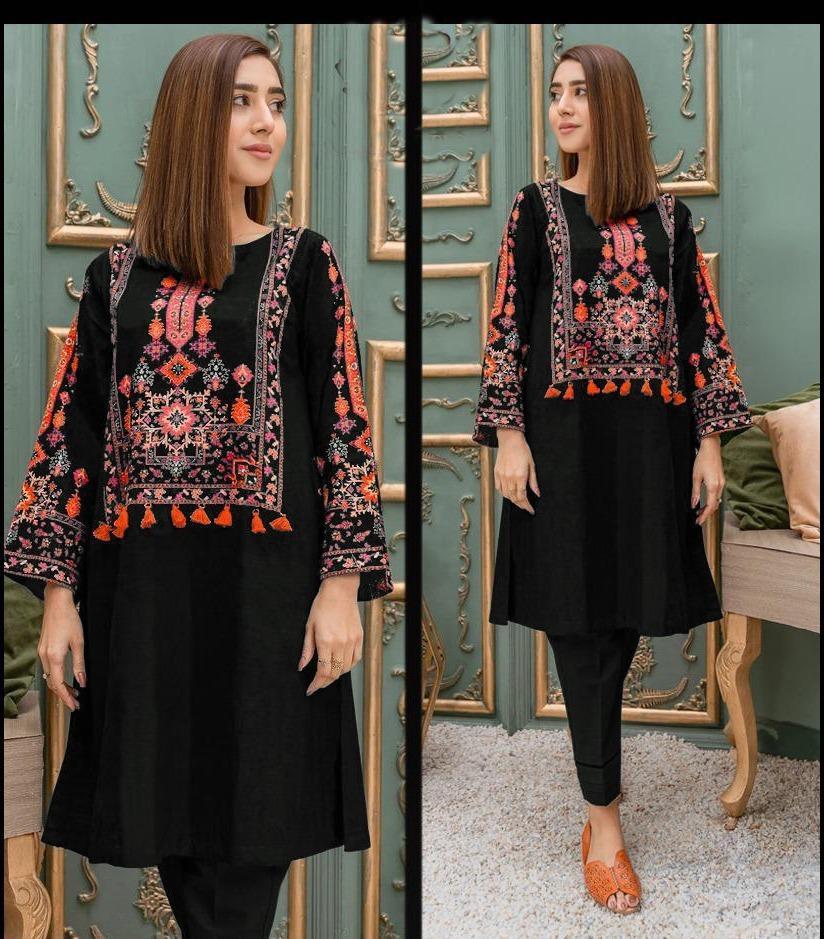 Stunning Black Chiffon Sequins Embroidered Gharara Shirt Set - 3 pcs